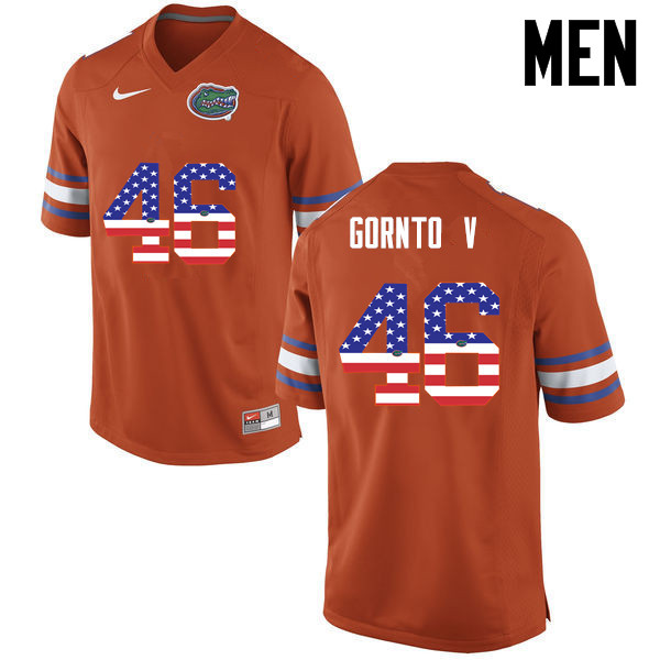 Men Florida Gators #46 Harry Gornto V College Football USA Flag Fashion Jerseys-Orange
